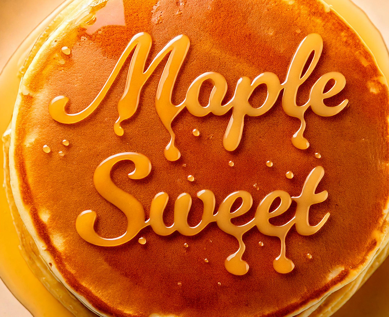 Maple syrup text effect using Illustrator and Firefly for the background and textures