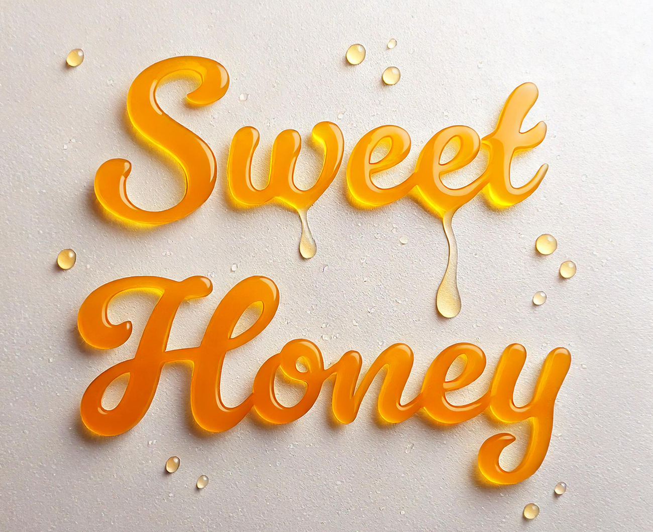 Golden honey text effect using Illustrator and Firefly for the realistic textures